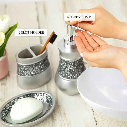 Miniatura 3 de Creative Scents juego de accesorios de lujo para baño, 4 piezas