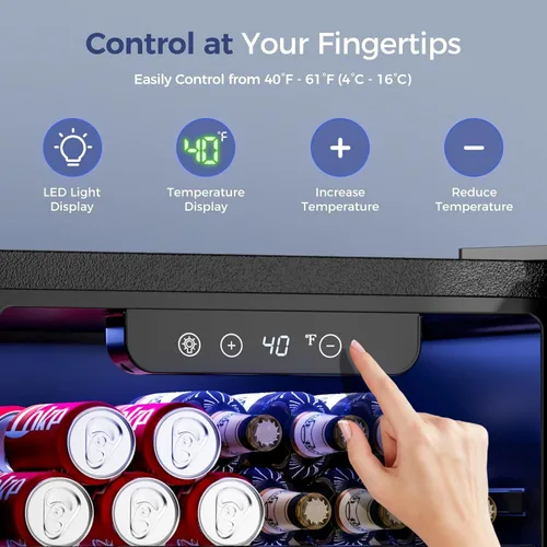 Miniatura 3 de Feelfunn - Refrigerador para bebidas con capacidad para 16 botellas y 68 latas, mini refrigerador con puerta de vidrio, para gaseosas, vino