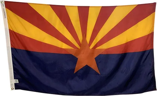 Bandera del Estado de Arizona de 6 x 10 pies, nailon para todo tipo de clima y costuras reforzadas en el extremo de la mosca, fabricada en Estados