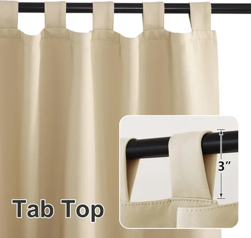 Miniatura 4 de RYB HOME - Cortinas opacas para interior y exterior, cortinas para patio o terraza, cortinas exteriores con pestaña Crema Beige