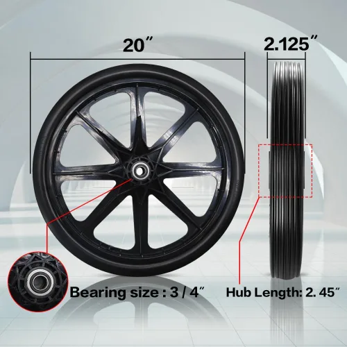 Miniatura 7 de Neumático plano de repuesto de 20 x 2.125 pulgadas para carros de ruedas de carretilla, carritos utilitarios de ruedas grandes