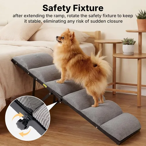 Miniatura 2 de Veehoo Rampa para perros para cama y sofá, altura ajustable de 12 a 20 pulgadas, escaleras plegables para perros para meterse en la cama de 17