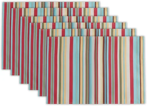 Miniatura 11 de DII - Colección de mesa de verano con rayas para exterior, uso múltiple, lavable a máquina, juego de manteles reversibles, 13x19, casa de playa