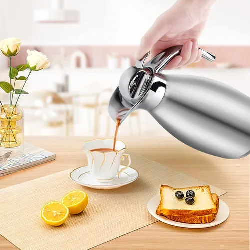 Miniatura 5 de Jarra térmica de café de 70 onzas, urna térmica de café con aislamiento térmico, jarra de café de acero inoxidable para mantener el calor, olla