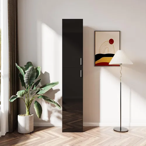 Armario de almacenamiento estrecho alto independiente con dos puertas y estantes, armarios de madera modernos para cocina, baño, sala de estar,