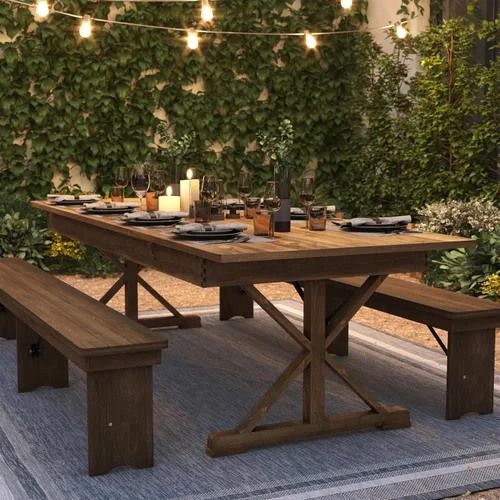 Miniatura 5 de Flash Furniture Hercules - Mesa de comedor plegable con patas en X, mesa rectangular de pino macizo de grado comercial para 10, 9 x 40 pulgadas