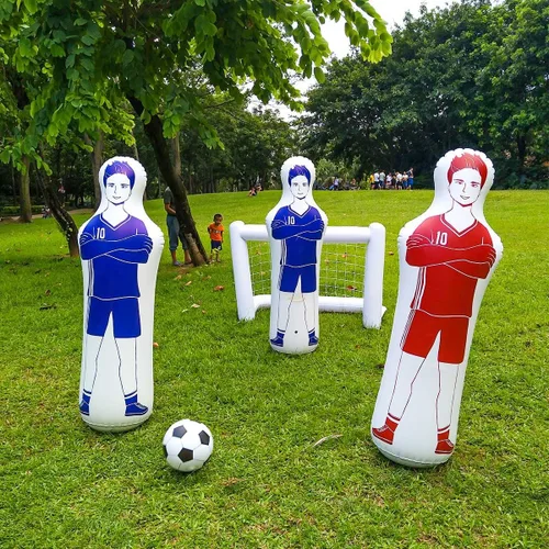Miniatura 4 de SUNSHINEMALL Maniquíes inflables para práctica de fútbol americano con postes, equipo de entrenamiento de fútbol Muñeco de pared para portero