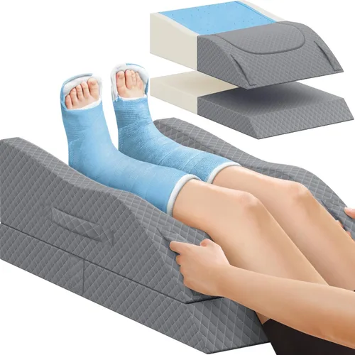 Miniatura 9 de CushZone - Almohada de pierna, almohada elevadora de pierna con almohadilla y espuma viscoelástica, almohada de apoyo de altura ajustable