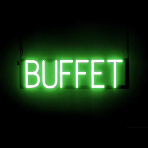 Miniatura 15 de SpellBrite BUFFET Sign Letrero relacionado con buffet con aspecto de neón, fuente de luz LED roja 22.6 x 6.3 pulgadas Rojo