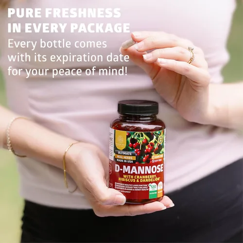 Miniatura 6 de Number One Nutrition Manosa D prémium con arándano e hibisco [fuerza máxima, 1350 mg] (120 unidades (paquete de 2))