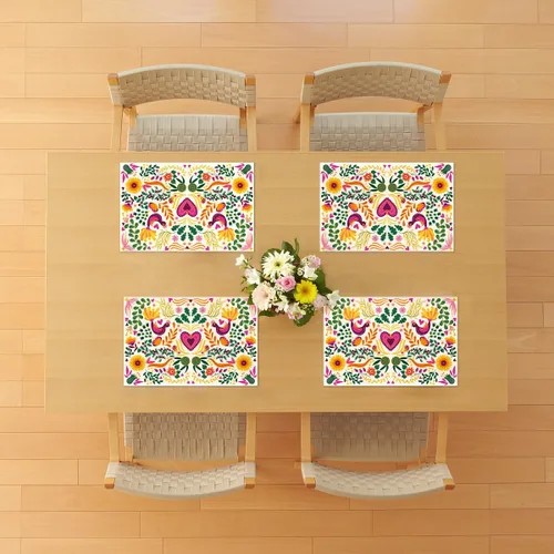 Miniatura 4 de Sunwer Juego de 4 manteles individuales de fiesta mexicana, diseño floral de Cinco de Mayo, decoración de fiesta del Día de los Muertos, decoración