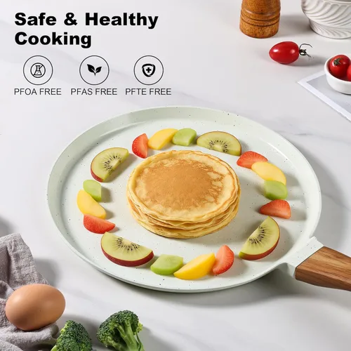 Miniatura 4 de Sartén para crepas, sartén Dosa de cerámica de 11 pulgadas, antiadherente Dosa Tawa para todas las estufas, sartén para tortillas, sartén