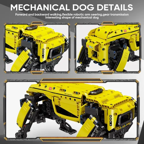Miniatura 4 de Mould King 15066 Kit de bloque de construcción para perros robot técnico amarillo de cuatro patas, módulo de potencia RC robot inteligente mecánico