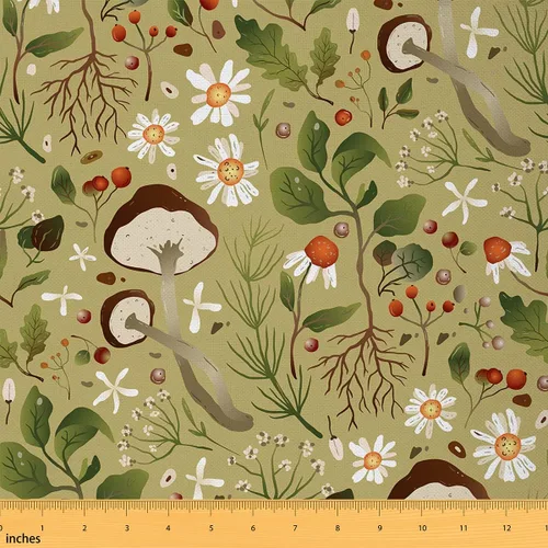 The Yard Groovy Daisy - Tela de hongos salvajes para decoración de sillas, decoración de bricolaje, decoración del hogar, tela estilo granja para