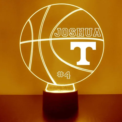 Miniatura 25 de Lámpara de luz nocturna personalizada de la Universidad de Missouri (Mizzou) Tigers con bola de baloncesto y logotipo, letrero LED con control