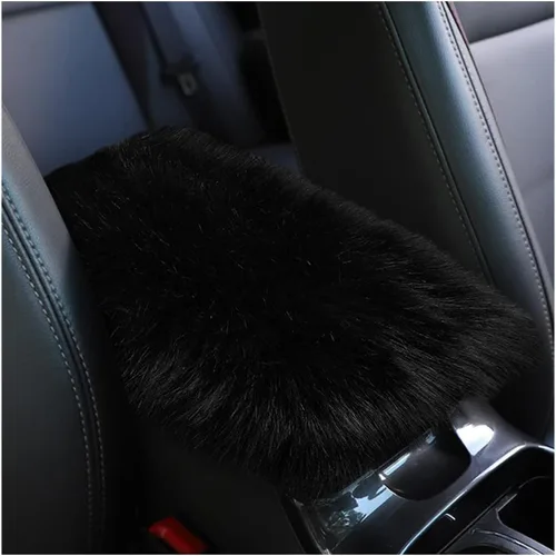 Funda peluda para consola central de automóvil, 11.8 x 7.9 pulgadas, cojín de lana de oveja para caja de reposabrazos, cómodo y suave, protector de