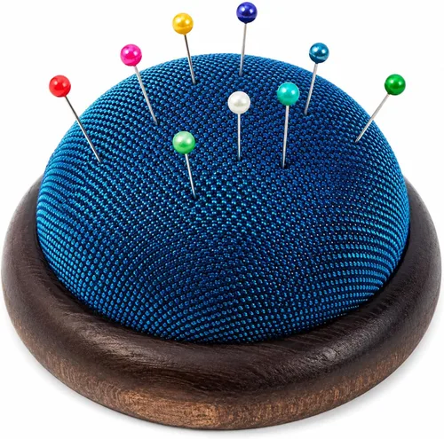ChezMax Soporte de alfiler de lentejuelas con base de madera, soporte para agujas de coser, soporte de clip hecho a mano, accesorios de costura para