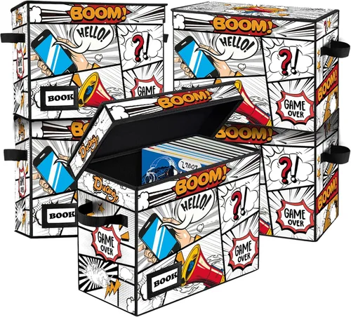 Miniatura 7 de Paquete de 2 Cajas de Almacenamiento de Cómics de Colección, Organizador Protector 15.8" X 7.8" X 11.8" Caja Corta Plegable con Capacidad