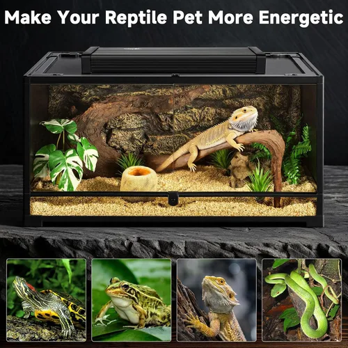 Miniatura 7 de T5 UVB - Lámpara de luz para reptiles cuadrada HO UVB Kit de iluminación de bombilla 10.0 UVB para reptiles, terrario, fluorescente, barra de luz