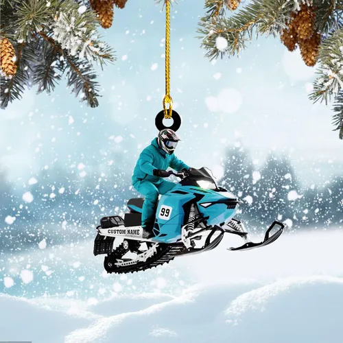 Miniatura 5 de Zapatos de motos de nieve personalizados personalizados adorno de Navidad de acrílico para amantes de motos de nieve (SM 1)
