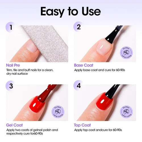 Miniatura 7 de GELLEN 2 piezas de esmalte de uñas de gel de capa superior sin limpieza, 18 ml de esmalte de uñas de gel de capa superior brillante, esmalte de uñas