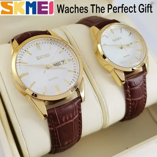 Miniatura 4 de SKMEI Pair Watches for Couples Men and Women His and Hers Watch Set Husband Wife Valentines Matching Wrist Watch Wedding Gifts Waterproof Business