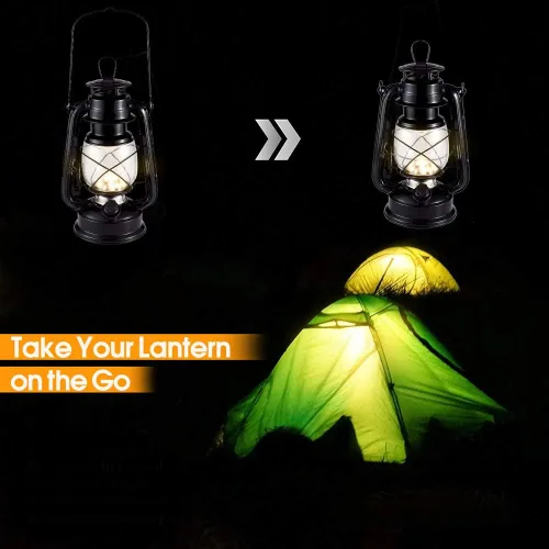 Miniatura 8 de Linterna vintage LED para huracanes, luz blanca cálida operada con batería, metal antiguo colgante con regulador de intensidad, 15 LEDs, 150 lúmenes
