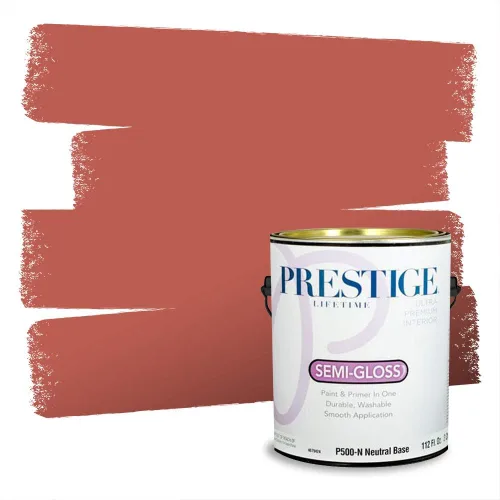 Miniatura 429 de Prestige Paints Pintura exterior e imprimación en uno, 1 galón, plano, coincidencia comparable de Valspar* Amber Rose*