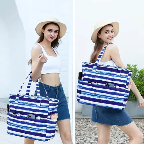 Miniatura 2 de Bolsas impermeables para la playa y la piscina, para mujeres y mujeres, extragrandes, bolsa de transporte con compartimento húmedo para viajes