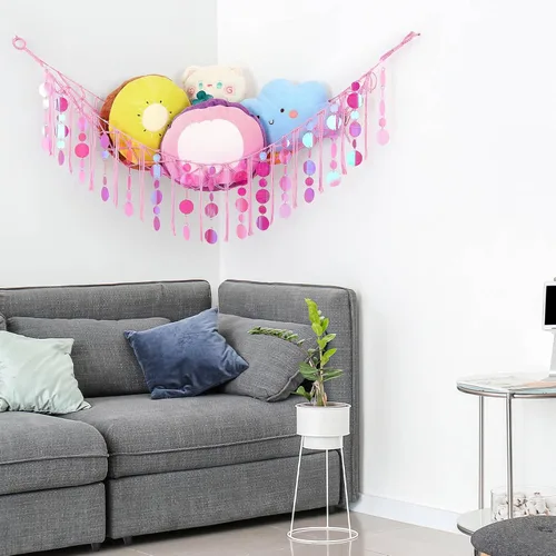 Miniatura 6 de FIOBEE Hamaca de Red para Animales de Peluche Organizador de Almacenamiento de Juguetes con Luz LED, Almacenamiento de Animales de Peluche