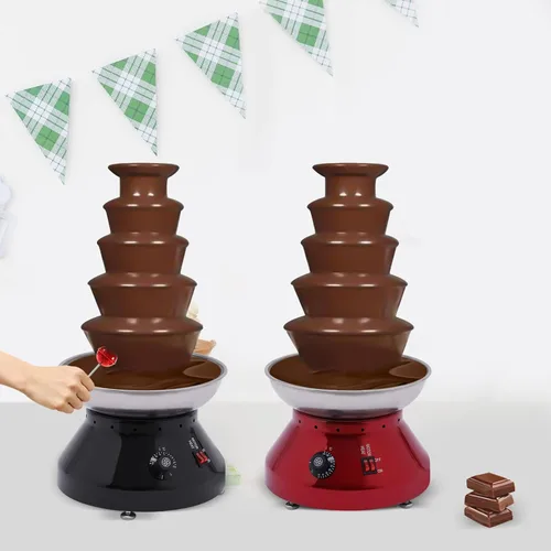 Miniatura 3 de Máquina comercial de fuente de chocolate de 5 niveles, calentador de fusión de acero inoxidable de gran capacidad de 7 libras, 101.4 fl oz, 230 W