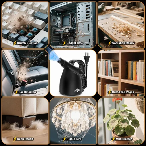 Miniatura 6 de SIN SHINE - Soplador de aire comprimido 110000RPM - Plumero de aire eléctrico de súper potencia para limpiar polvo, pelusas, migas y restos