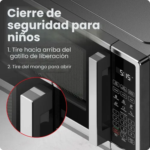 Miniatura 4 de Horno de microondas de mostrador Chefman 0.9 pies cúbicos. Microondas digital de acero inoxidable de 900 vatios con 6 ajustes preestablecidos, modo