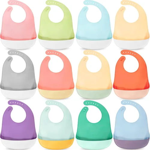 Mepase Baberos de silicona impermeables Baberos de silicona suaves ajustables para alimentación de bebés unisex suministros de alimentación para