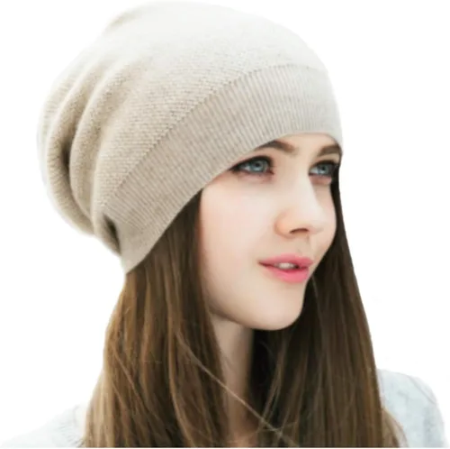 WaySoft Gorro de cachemira 100% para mujer en una caja de regalo, gorro de gran tamaño para mujer
