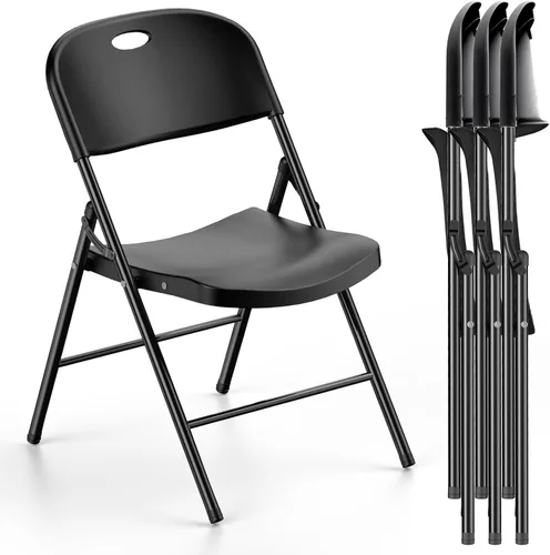 Nazhura Silla plegable de plástico resistente con límite de peso 350 con marco de acero reforzado para interiores y exteriores, boda, fiesta,