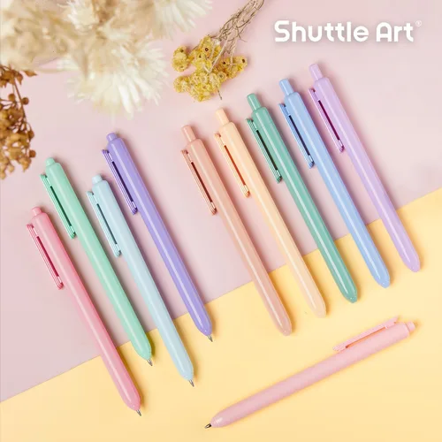 Miniatura 8 de Shuttle Art Bolígrafos de Gel Retráctiles Coloridos, 10 Colores de Tinta Pastel, Bolígrafos Lindos de 0.7mm de Punta Fina de Secado Rápido para 10