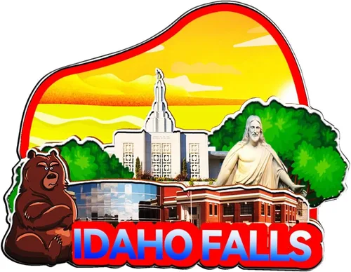 Imán de Idaho Falls Idaho USA para nevera de madera 3D, monumentos de viaje, coleccionables, recuerdos, decoración hecha a mano -1508