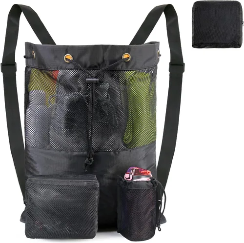 BeeGreen Gym Bags for Men Women Mesh Drawstring Backpack for Swim Sports Workout Gear Gifts for Swimmers Beach Pool Wrestling Backpack Cinch Bag