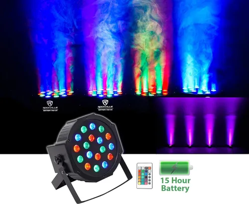 Miniatura 2 de RocRockville Best PAR 50 - Par recargable de 24 W, DMX inalámbrico, 6 en 1 RGBWA+LED UV, batería de 4400 mAh, para DJs e iluminación de eventos, 2