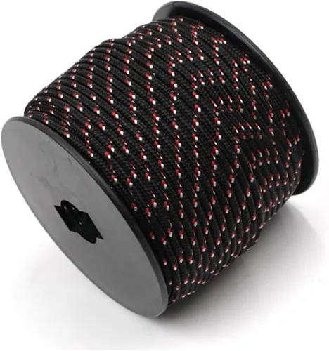 Miniatura 15 de Cuerda de nailon trenzada sólida de 1/8 pulgadas (3mm) de 164 pies, cordón paracord de 5 hebras, cuerda delgada para manualidades, multiusos