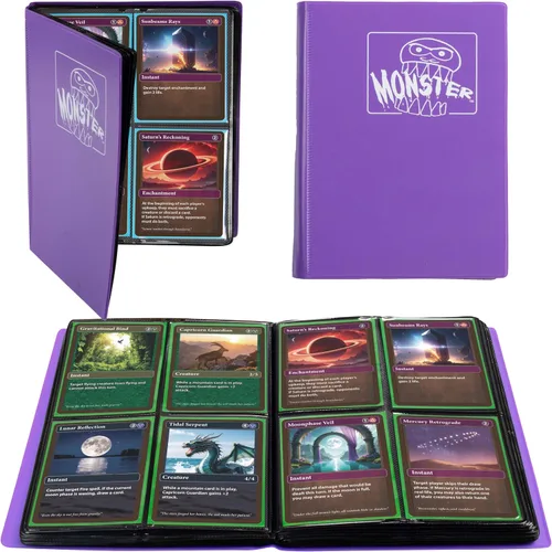 Miniatura 14 de Monster - Carpeta para tarjetas coleccionables de 4 bolsillos, álbum Holofoil negro, protección TCG antirrobo y anticaídas con bolsillos laterales