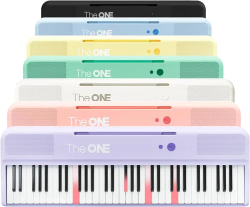 The ONE Teclado inteligente COLOR 61 teclas iluminadas, piano eléctrico para principiantes con 256 tonos, 64 polifonía, luces LED integradas y