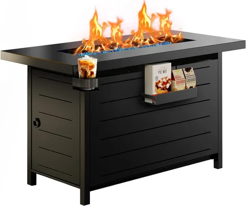 Miniatura 13 de Ciays Protector de viento de vidrio de 28 pulgadas / 32 pulgadas para fogata de propano, se adapta a mesa de gas de acero de 50,000 BTU, funciona
