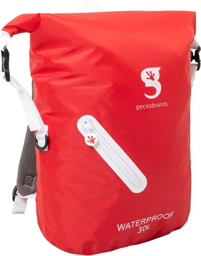 Miniatura 2 de geckobrands Mochila impermeable ligera de 30 L - Bolsa ligera impermeable para exteriores, senderismo, viajes, actividades acuáticas ligeras Rojo