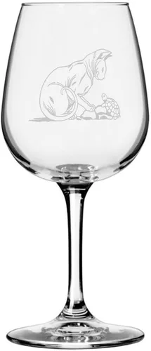 Miniatura 112 de Copa de vino de 12.75 onzas con temática de gato abisinio grabada para todo uso