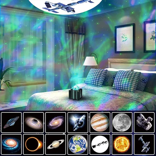 Miniatura 6 de Proyector de estrellas, espacio 15 en 1, luz nocturna con control remoto, proyector de galaxia con altavoz Bluetooth, luz de luna