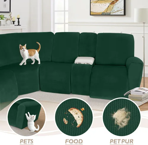 Miniatura 390 de Arfntevss Fundas de sofá seccional reclinable de terciopelo, Funda de sofá seccional de esquina para sofá reclinable, Funda elástica suave