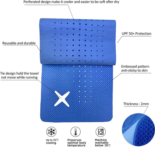 Miniatura 3 de Paquete de 6 toallas de enfriamiento PVA (33 x 7.85 pulgadas), bufanda de enfriamiento instantáneo y trapos de sudor para gimnasio, correr