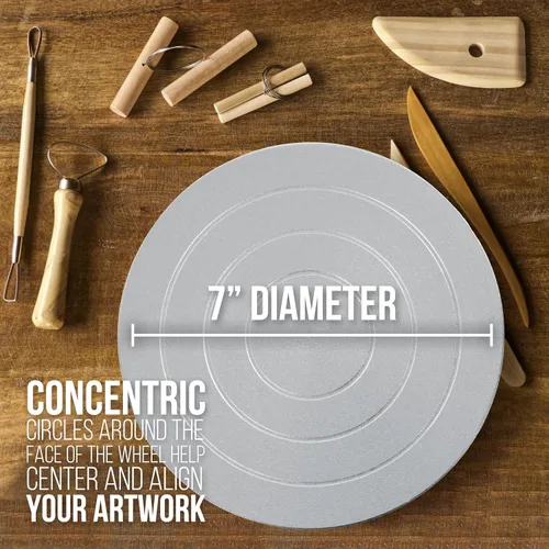 Miniatura 2 de US Art Supply Rueda de esculpir de 7 pulgadas de diámetro, construcción de metal resistente y plato giratorio con rodamientos de bolas
